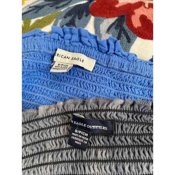 American Eagle S Lot of 2 Women's Tops Ruffle Crop Floral Shirts Peasant Smocked - Picture 6 of 10